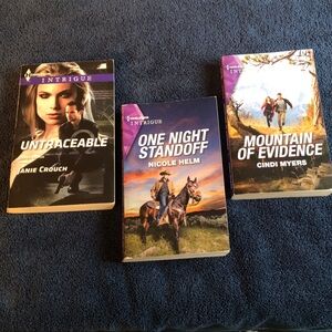 Three Harlequin Intrigue Paperback Romances - Purple Accent Covers